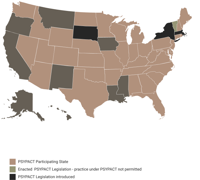 Map of PSYPACT states.